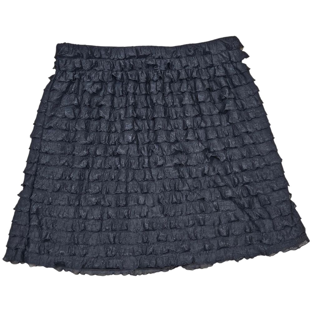 Black Ruffled Mini Skirt